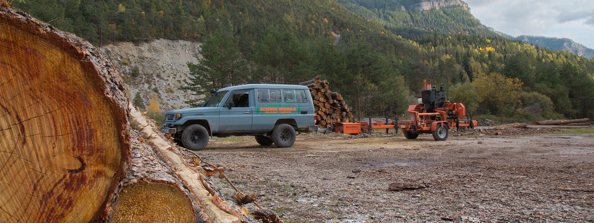 Året runt-sågning i Haut-Verdon-dalen med det mobila sågverket LT70 från Wood-Mizer